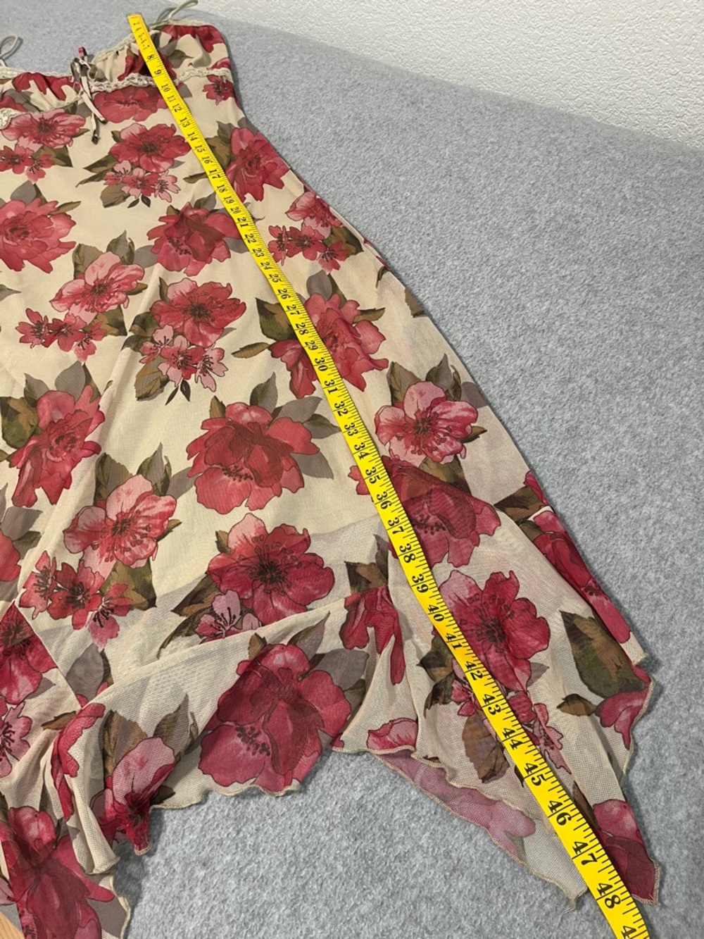 Y2K Mesh Babydoll Midi Dress Medium Cami Floral Fairy Grunge Coquette Woodland - Picture 5 of 12